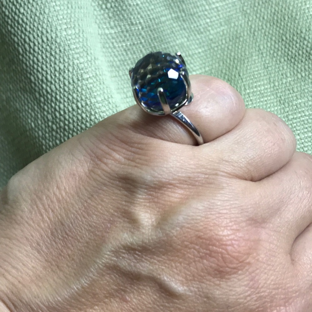 Adjustable Clear Blue Color Changing Ring Silver - image 4
